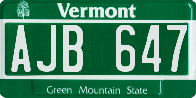 VT license plate AJB647