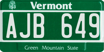 VT license plate AJB649