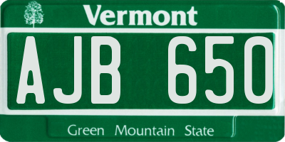 VT license plate AJB650