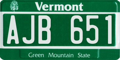 VT license plate AJB651
