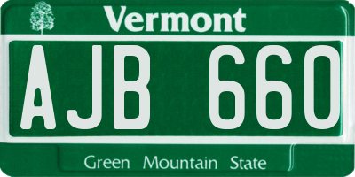 VT license plate AJB660