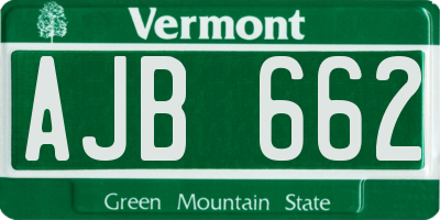 VT license plate AJB662