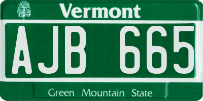 VT license plate AJB665