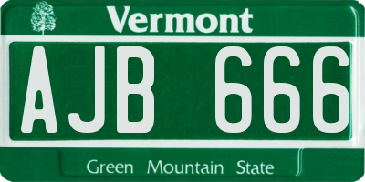 VT license plate AJB666