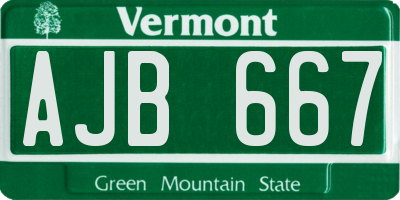VT license plate AJB667