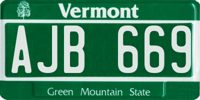 VT license plate AJB669