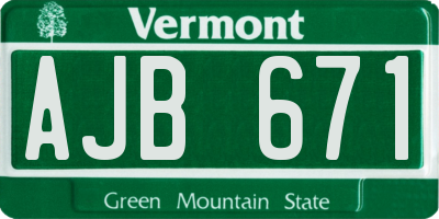 VT license plate AJB671