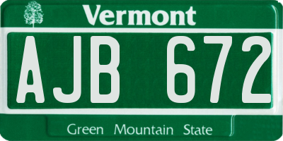 VT license plate AJB672