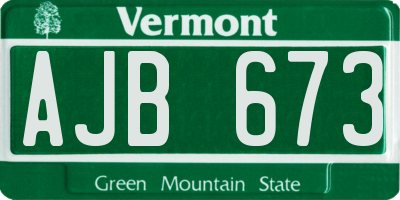 VT license plate AJB673