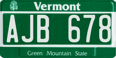 VT license plate AJB678