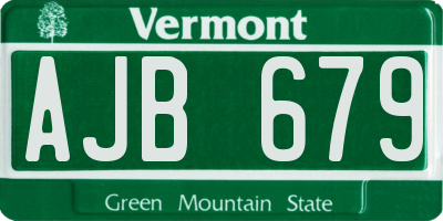 VT license plate AJB679
