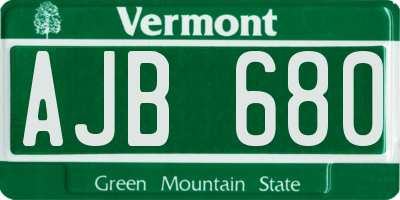 VT license plate AJB680