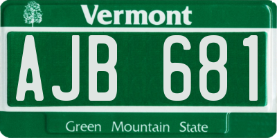 VT license plate AJB681