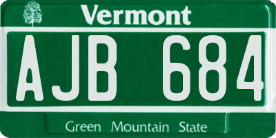 VT license plate AJB684
