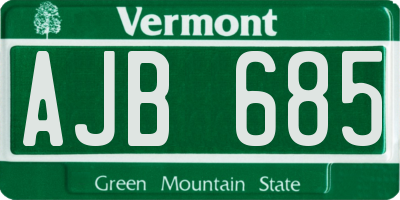 VT license plate AJB685