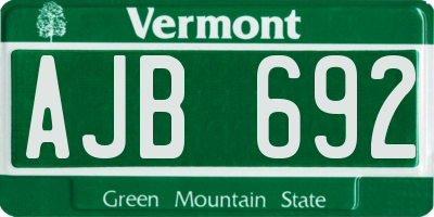 VT license plate AJB692