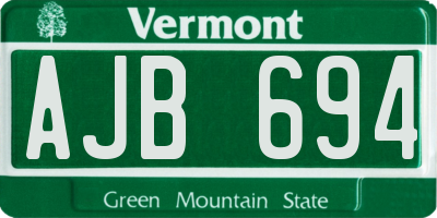 VT license plate AJB694
