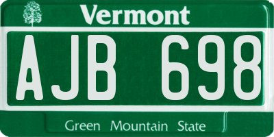 VT license plate AJB698