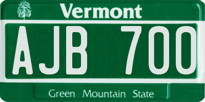 VT license plate AJB700