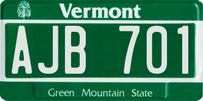 VT license plate AJB701