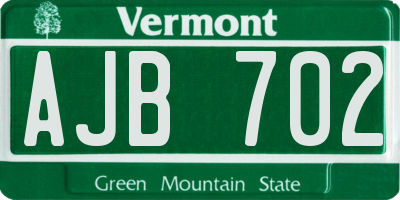 VT license plate AJB702