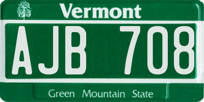 VT license plate AJB708