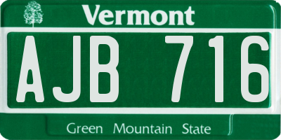 VT license plate AJB716