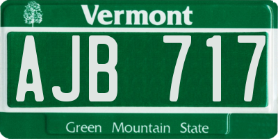 VT license plate AJB717