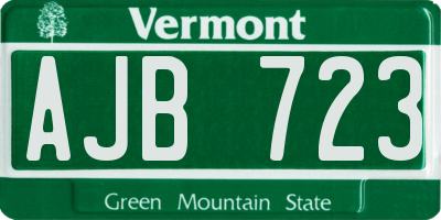 VT license plate AJB723