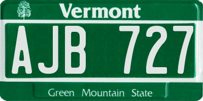 VT license plate AJB727