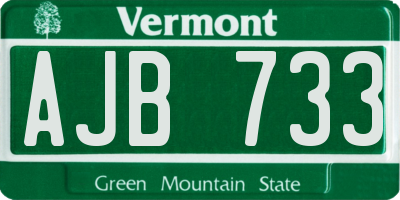 VT license plate AJB733