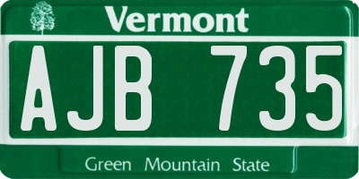 VT license plate AJB735