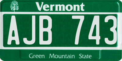 VT license plate AJB743