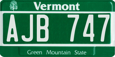 VT license plate AJB747