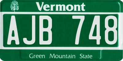 VT license plate AJB748