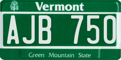 VT license plate AJB750