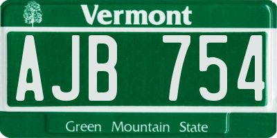 VT license plate AJB754