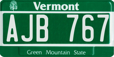 VT license plate AJB767