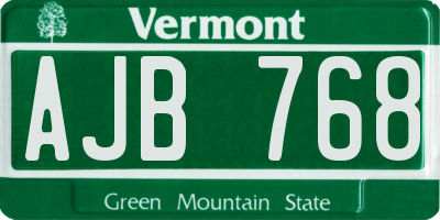 VT license plate AJB768