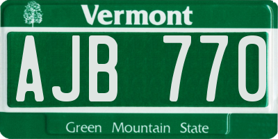 VT license plate AJB770