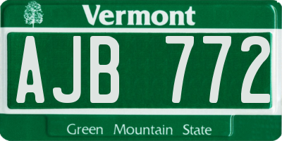 VT license plate AJB772