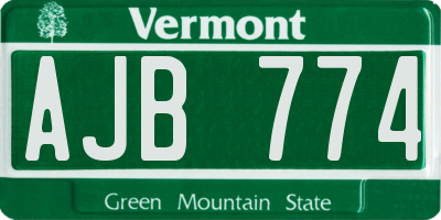 VT license plate AJB774