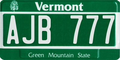 VT license plate AJB777