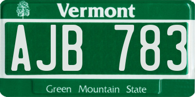 VT license plate AJB783