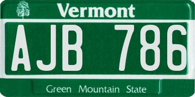 VT license plate AJB786