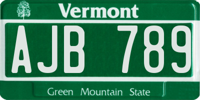 VT license plate AJB789