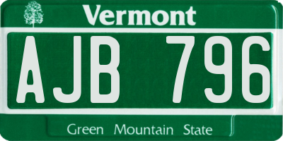 VT license plate AJB796