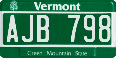 VT license plate AJB798