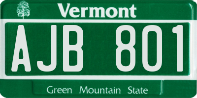 VT license plate AJB801