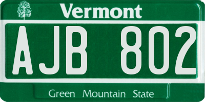 VT license plate AJB802